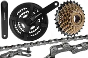 Łańcuchy rowerowe - SHIMANO Zestaw napędowy korba TY301 42T + wolnobieg 7rz TZ50 + łańcuch HG40 - miniaturka - grafika 1