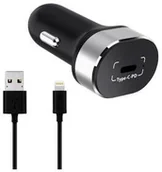Ładowarki samochodowe - WG Zasilacz samochodowy USB-C PD 20W + Lightning kabel 1m 8879) Czarny - miniaturka - grafika 1