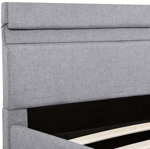 vidaXL Rama łóżka, podnośnik i LED, jasnoszara, tkanina, 140 x 200 cm - Łóżka - miniaturka - grafika 8