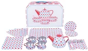 Lalki dla dziewczynek - Bigjigs WALIZKA W KROPECZKI serwis do herbaty BJ632 - miniaturka - grafika 1