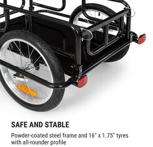 KLARFIT KLARFIT OX, przyczepka transportowa 40 kg / przyczepka rowerowa 65 l, opony 16" x 1,75, czarna BCT4-KL-Ox - Przyczepki rowerowe - miniaturka - grafika 6