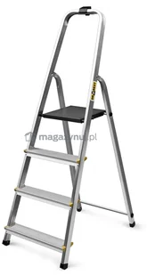Drabina aluminiowa, 4 st. wytrzymałość: 125-150 kg (wytrzymałość 125 kg) - Drabiny Drabina aluminiowa, 4 st. wytrzymałość: 125-150 kg (wytrzymałość 125 kg) - Drabiny - miniaturka - grafika 1