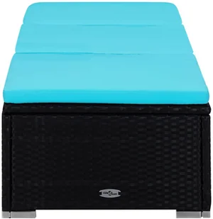 vidaXL 3-częściowy zestaw, leżaki ze stolikiem, polirattan, czarne - Leżaki ogrodowe - miniaturka - grafika 2