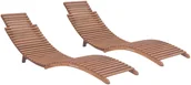 Leżaki ogrodowe - vidaXL Składane leżaki, 2 szt., lite drewno tekowe 3073170 - miniaturka - grafika 1