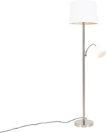 Lampy stojące - QAZQA Klasyczna lampa podłogowa stal klosz biały z elastycznym ramieniem - Retro - miniaturka - grafika 1