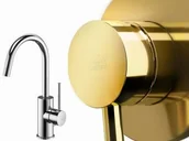 Baterie umywalkowe - Paffoni Bateria umywalkowa pionowa z korkiem LIGHT złota LIG077HG - miniaturka - grafika 1