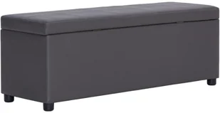 vidaXL Ławka ze schowkiem, 116 cm, szara, sztuczna skóra vidaXL - Ławki do przedpokoju - miniaturka - grafika 5