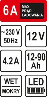 Sthor PROSTOWNIK 12V 6A 90Ah LEDOWY WSKAŹNIK NAŁADOWANIA 82542 82542 - Narzędzia warsztatowe - miniaturka - grafika 4