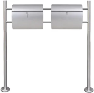 vidaXL Podwójna skrzynka na listy ze stali nierdzewnej na stojaku vidaXL - Skrzynki na listy - miniaturka - grafika 2