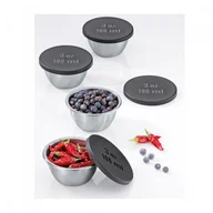 Miski i półmiski - Kuchenprofi miseczki z pokrywkami 4 szt. 0,1 l śred 8 x 4 cm stal nierdzewna/tworzywo sztuczne KU-0912112804 - miniaturka - grafika 1
