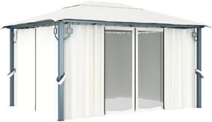 vidaXL Altana ogrodowa z zasłonami, 400 x 300 cm, kremowa - Altany ogrodowe - miniaturka - grafika 2