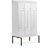 Meble do szkół i przedszkoli - AJ Produkty Szafka ubraniowa typu Z, CLASSIC, z ławką, 3 moduły, 6 drzwi, 2290x1200x550 mm, szary - miniaturka - grafika 1