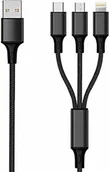 Kable - 2GO 2GO in 1 kabel do ładowania USB - czarny - 150 cm dla Micro-USB & Apple 8-Pin & USB Type-C 797153 - miniaturka - grafika 1