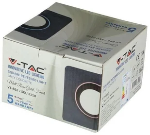 v-tac Oprawa Oczko V-TAC GIPS BETON GU10 Kwadrat Wpuszczany Szary/Chrom VT-862 - Oprawy, klosze i abażury - miniaturka - grafika 6