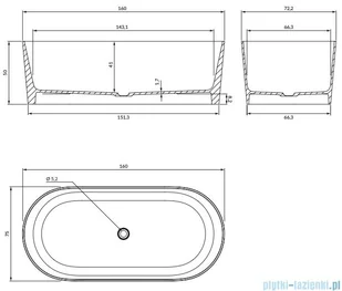 Omnires Ovo M+ wanna wolnostojąca 160x75 cm biały mat OVOWWBM | - Wanny - miniaturka - grafika 2
