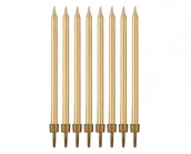 Dekoracje i nakrycia stołu na imprezę - Godan Świeczki urodzinowe złote - 10 cm - 8 szt. - miniaturka - grafika 1