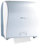 Dozowniki papieru i mydła dla firm - Merida Automatyczny pojemnik na ręczniki papierowe w roli Maxi SOLID CUT plastik biały CJB304 - miniaturka - grafika 1