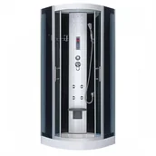 Kabiny z hydromasażem - Novoterm Kerra Leticia 90x90 profil satyna szkło grafitowe + brodzik E31 - miniaturka - grafika 1