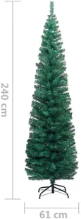 vidaXL Smukła sztuczna choinka ze stojakiem, zielona, 240 cm, PVC - Choinki - miniaturka - grafika 6