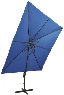 vidaXL Parasol wiszący z lampkami LED i słupkiem, lazurowy, 300 cm 312349 - Parasole ogrodowe - miniaturka - grafika 7