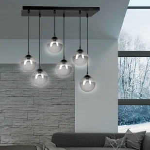 EULUNA Lampa wisząca Glassy 6-pkt. prosta, grafitowa - Lampy sufitowe - miniaturka - grafika 4