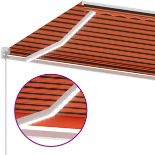 VidaXL Lumarko Ręcznie zwijana markiza z LED, 350x250 cm, pomarańczowo-brązowa - Markizy - miniaturka - grafika 7