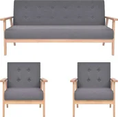 Komplety wypoczynkowe - vidaXL 3-częściowy zestaw wypoczynkowy tkanina ciemnoszary - miniaturka - grafika 1