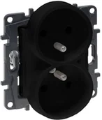 Gniazdka elektryczne - Legrand Gniazdo podwójne Niloe Step czarne 863532 - miniaturka - grafika 1