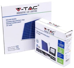 v-tac Projektor LED Solarny V-TAC 20W IP65 VT-60W 6000K 1650lm - Lampy pozostałe - miniaturka - grafika 6