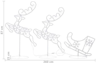 vidaXL vidaXL Świąteczne renifery z saniami akryl 260x21x87 cm ciepła biel 328509 - Ozdoby bożonarodzeniowe - miniaturka - grafika 11