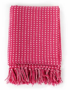 vidaXL Bawełniana narzuta w kratkę, 125 x 150 cm, różowa - Narzuty - miniaturka - grafika 4