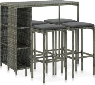 vidaXL 5-cz. zestaw barowy do ogrodu, z poduszkami, rattan PE, szary 3064831 - Meble ogrodowe - miniaturka - grafika 2