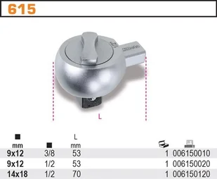 Beta GŁOWICA 1/2"" Z MECH.ZAPADK.DO 669 615/9X12-1/2 (615/14X18-1/2) - Klucze i nasadki - miniaturka - grafika 2