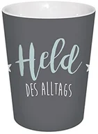 Kubki - infinite by GEDA LABELS (INFKH) Infinite by GEDA LABELS 12710 kubek porcelanowy 'held dnia codziennego' V-Mug, porcelana, szary, 8,5 x 8,5 x 10 cm - miniaturka - grafika 1