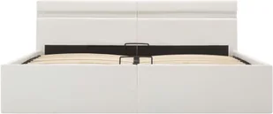 vidaXL Rama łóżka z podnośnikiem i LED, biała, ekoskóra, 180 x 200 cm - Łóżka - miniaturka - grafika 5
