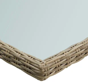 vidaXL Stół ogrodowy, brązowy, 200x100x74 cm, szkło i rattan PE - Stoły ogrodowe - miniaturka - grafika 4