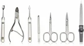 Zestawy do manicure i pedicure - Pfeilring Manicure-etui ze skóry bokserskiej, 7-częściowe wypełnienie Inox (pilnik myśliwski, pęseta, szczypce do paznokci, środek do czyszczenia paznokci, łopatka do skóry, nożyczki do skórek, nożycz - miniaturka - grafika 1