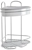 Półki łazienkowe - Metaltex 403708322 Orbit regał narożny Regał z 1 półką na małe części, 2 piętra, metal, chrom/biały, 21 x 21 x 35 cm 403708322 - miniaturka - grafika 1