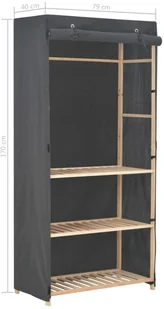 vidaXL vidaXL 3-poziomowa szafa na ubrania, szara, 79x40x170 cm, tkanina - Szafy - miniaturka - grafika 6