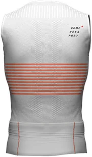 Compressport Triathlonowa koszulka kompresyjna TRI POSTURAL TANK TOP biało-pomarańczowa - Koszulki sportowe męskie - miniaturka - grafika 2