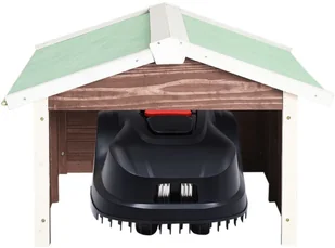 vidaXL Lumarko Garaż dla kosiarki robotycznej, 72x87x50, biel i mokka, jodła 170880 - Pozostałe narzędzia ogrodowe - miniaturka - grafika 3