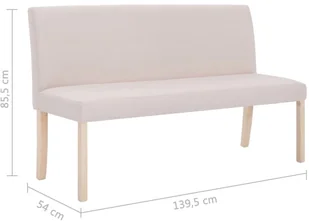 vidaXL Ławka, 139,5 cm, kremowa, poliester vidaXL - Ławki do przedpokoju - miniaturka - grafika 8