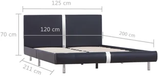 vidaXL Rama łóżka, czarna, sztuczna skóra, 120 x 200 cm - Łóżka - miniaturka - grafika 6