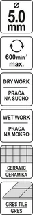 Yato WIERTŁO DO GRESU 5MM DO WIERCENIA NA MOKRO I NA SUCHO YT-60421 - Wiertła - miniaturka - grafika 4