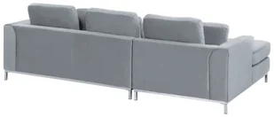 Beliani Narożnik welurowy lewostronny szary OSLO - Narożniki - miniaturka - grafika 4