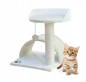 Drapaki dla kotów - Drapak Dla Kota Mały Hamak+budka Biało-beżowy - miniaturka - grafika 1