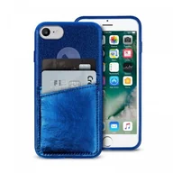 Etui i futerały do telefonów - PURO Shine Pocket - Etui iPhone 8 / 7 / 6s / 6 z doklejaną kieszenią na karty (granatowy) IPC747CSHINEPDKBLUE - miniaturka - grafika 1