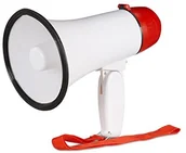 Gadżety dla kibiców - Relaxdays megafon stadionu, bullhorn, Ole Sound, śmieszny, impreza, 10 Watt, tworzywo sztuczne, wys. x szer. x gł.: 21 x 13,5 x 22 cm, czerwony/biały 10021456 - miniaturka - grafika 1