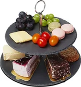 Tace i patery - Elitehoff PATERA KAMIENNA DWUPOZIOMOWA NA CIASTA PRZEKĄSKI E-6231 E-6231 - miniaturka - grafika 1