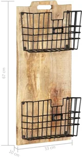 vidaXL Stojak ścienny na gazety, 33x10x67 cm, surowe drewno mango - Inne meble do salonu - miniaturka - grafika 5